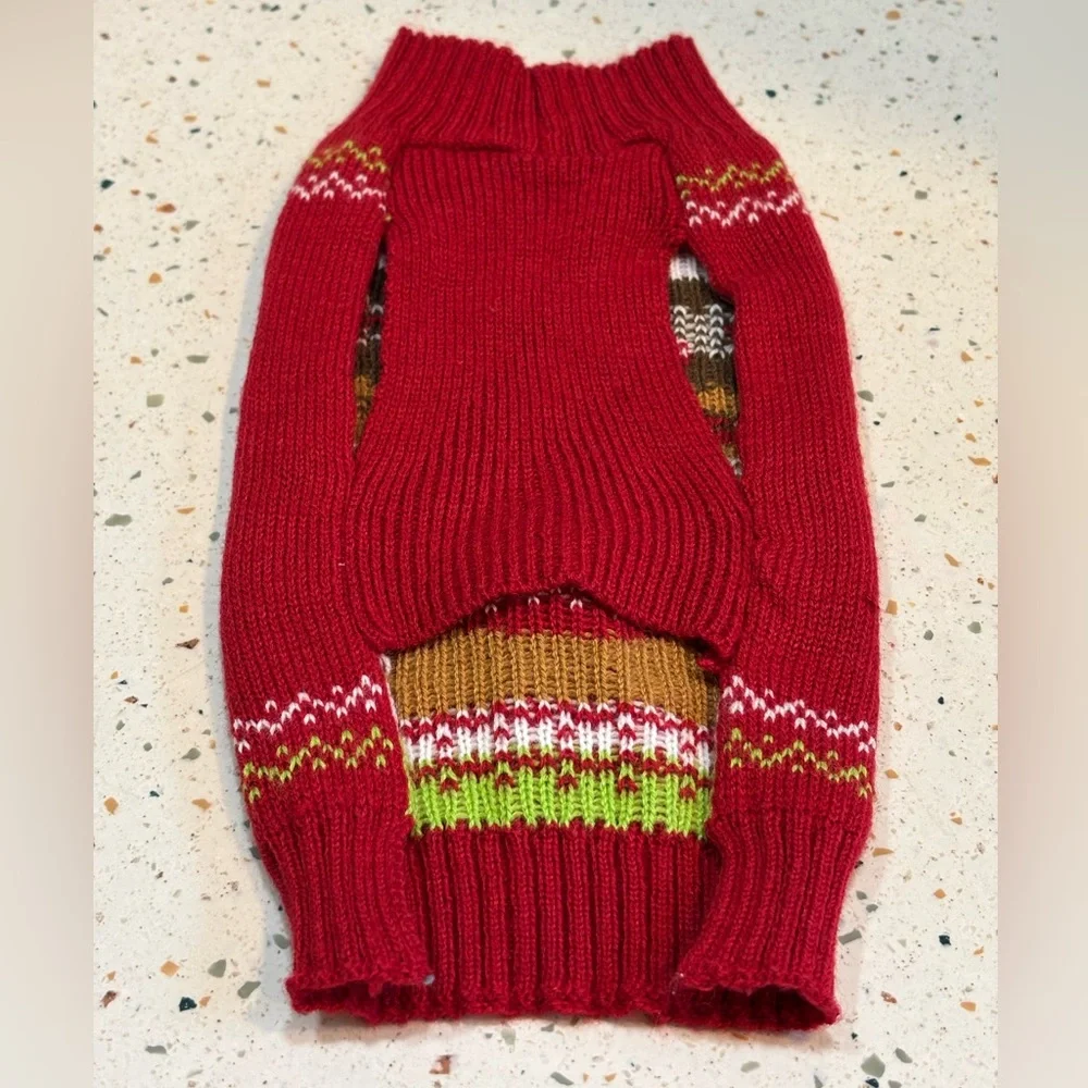 Christmas Dog Knit Sweater with‎ Rudolph Size Small